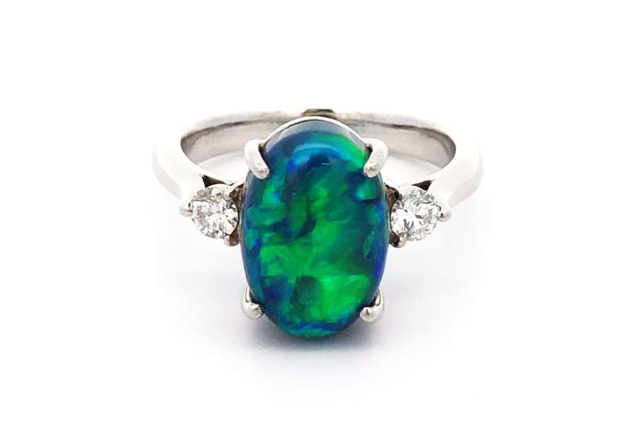 イコー質店 Pt900 ブラックパール13.7mm/ダイヤ0.09ct リング 15